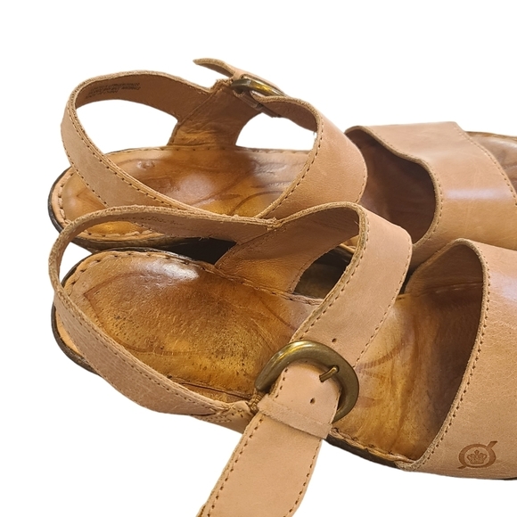 Born Boulder Leather Cork Wedge Sandal Tan Size 9 women's Shoe - Picture 3 of 11